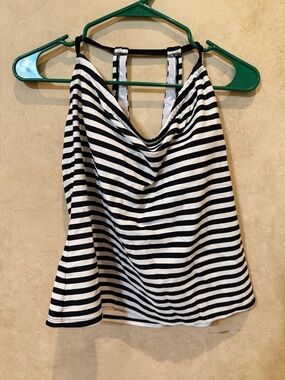 Striped Black & White Halter Tankini top size medium Kona sol